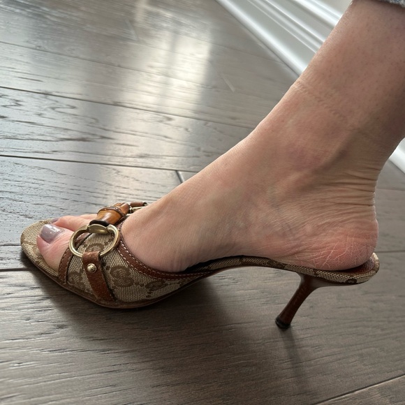 Gucci Monogram Kitten Heel Mule Sandals - size 6 - Picture 7 of 7